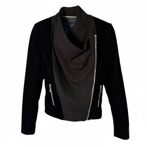 Against Nudity Black and Charcoal Wool and Velvet Jacket Size XS Minimalist Moto